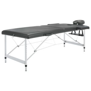 vidaXL massagebord med 2 zoner aluminiumsstel 186x68 cm antracitgrå