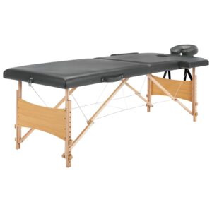 vidaXL massagebord med 2 zoner træstel antracitgrå 186 x 68 cm
