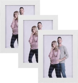 3-Pak fotoramme til fotost⌀rrelse 13x18 cm med glasrude - hvidt træ