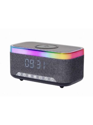 Gembird Digital alarm clock with speaker and wireless charging function - Black