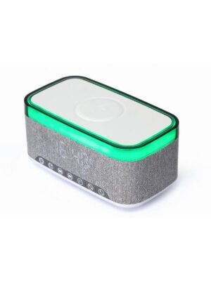 Gembird Digital alarm clock with speaker and wireless charging function - White