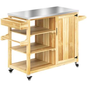 Grillvogn 6-etagers serveringsvogn med bordplade håndklædeholder, BBQ grillbord af træ, grillsidebord, udend⌀rs vogn, kulgrill t