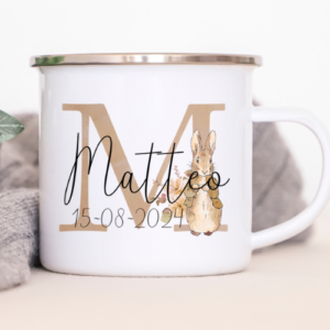 Kop med navn - Peter kanin (Beige / Brunt bogstav) - Navn