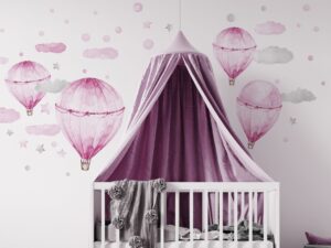 Vægklistermærker - Varmluftsballon / Lyserød Pastel