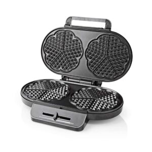Vaffeljern | 2 x 5 Heart shaped waffles | 12 cm | 1200 W | Automatisk temperaturregulering | Metal / Plastik