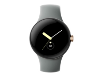 Google Pixel Watch - 41 mm - poleret sølv - smart ur med aktivt bånd - fluoroelastomer - trækul - båndstørrelse: L - 32 GB - Wi-Fi, LTE, NFC, Bluetooth - 4G - 36 g