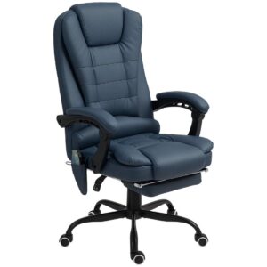 Kontorstol med 7-punkts massage, ergonomisk kontorstol med lænefunktion, h⌀jdejusterbar chefstol med fjernbetjening, 120 kg bære