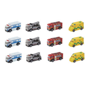 Legetøjsbiler - Emergency Truck - 12 cm - 12 stk ass - Fra 3 år.
