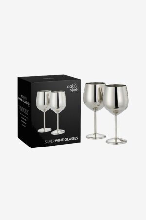 Oak & Steel - Vinglas 2-pak - S⌀lvfarvet - Vinglas - - Homeroom