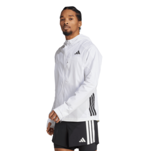 adidas Adizero Jakke Str. XL Hvid Herre - Letvægtsløbejakke med hætte og lynlås