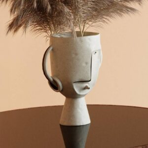 KARE Face Pot-vase, h⌀jde 30 cm, glaseret stent⌀j, bemalet