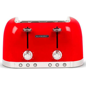 Schneider SCTO4R Retro Brødrister 1630W (4 skiver) Rød