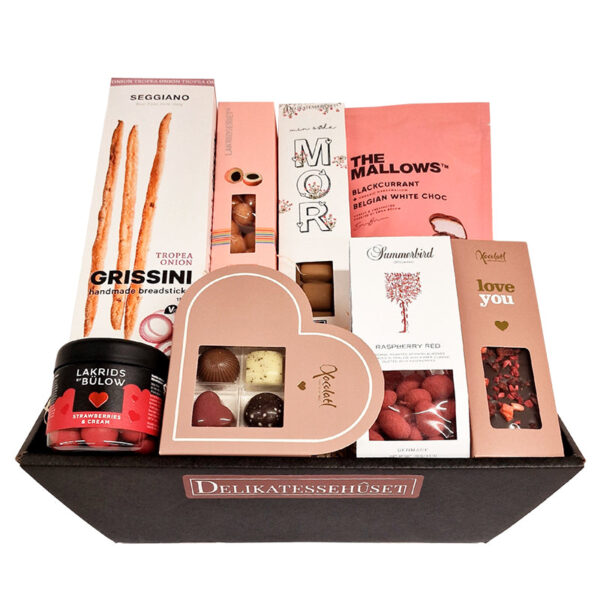 Stor 'Mors dag' gavekurv med søde og salte delikatesser