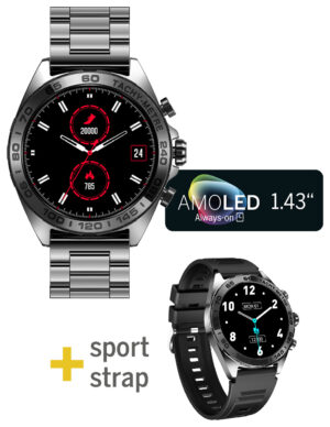 Beafon 501 Smartwatch - 1,43" AMOLED, GPS, IP67, 350mAh - Sort Metal