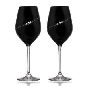 Black New Pen Hvidvinsglas med Swarovski krystaller - 2 stk.