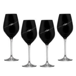 Black New Pen Hvidvinsglas med Swarovski krystaller - 4 stk.