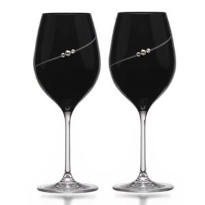 Black New Pen Rødvinsglas med Swarovski krystaller - 2 stk.