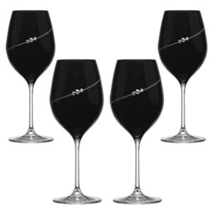 Black New Pen Rødvinsglas med Swarovski krystaller - 4 stk.