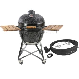 Maxi kulgrill, sort + grillmesterens rotisserie og pizzaovn