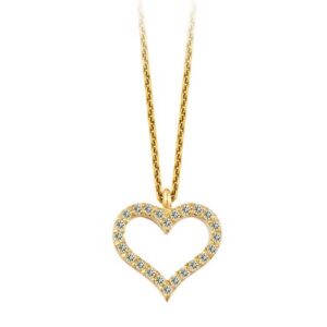 NURAN - Hjerte vedhæng i 14kt. guld m. i alt 0,08ct.