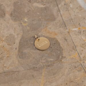 ENGRAVABLE ROUND SOLID GOLD PENDANT - 12mm - Vedhæng - Sisi Copenhagen