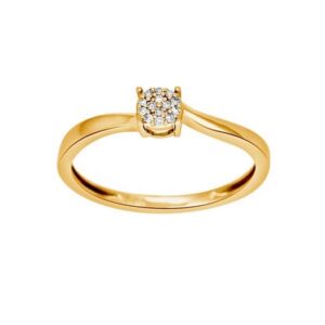 Ring i 14 karat guld m. brillanter på i alt 0,03ct