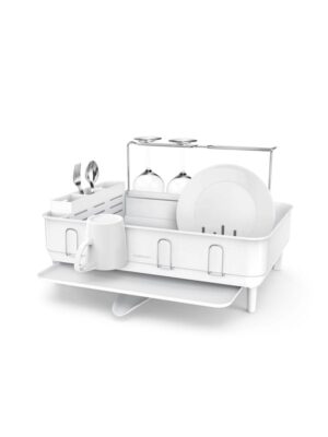 Simplehuman opvaskestativ med stålramme, hvidt stål