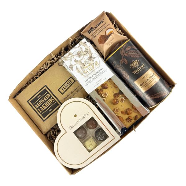 Gave med varm kakao og danske delikatesser