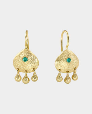 Venus - små øreringe med dansende dråber og grøn onyx