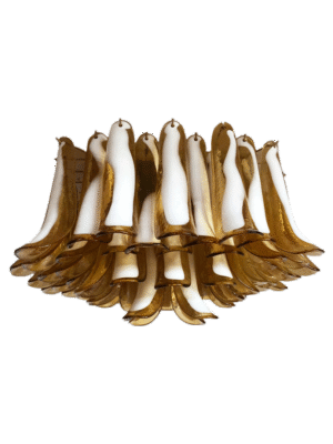 Murano Loftslampe – 64 Kronblade – Karamel Krom patineret