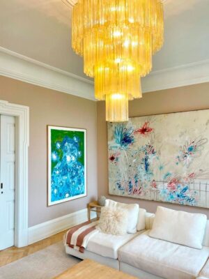 Murano Lysekrone – 78 tuber – Lys rav Krom patineret