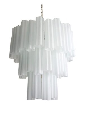 Murano lysekrone - 48 rør - mat hvid Krom patineret