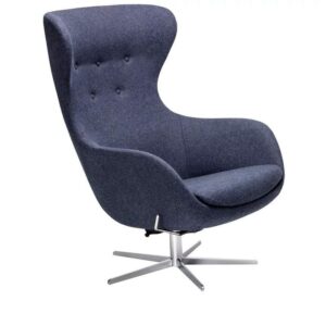 Søren Lund SL 407 Lænestol SH: 42 cm - Main Line Flax Blå/Satinkrom Sokkel m. Drej