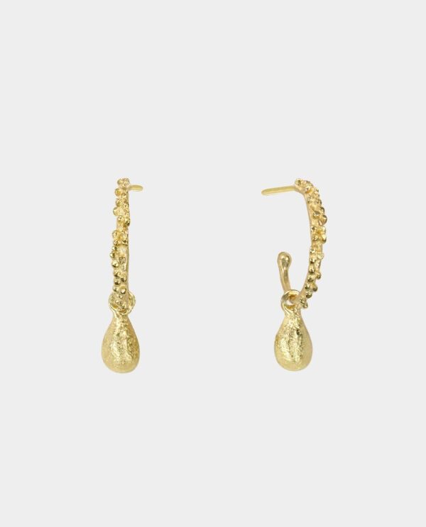 Alkonost - kreoler med fine knopper og en massiv dråbe