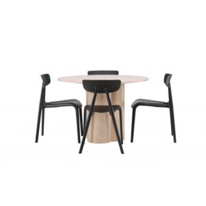 Olivia Rund Spisebordssæt - Sort og Hvid