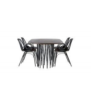 Spisebordssæt Stone med Dyron stole - Sort og Mocca