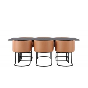 Spisebordssæt Ystad med Spisebordsstole Simrishamn - Sort og Brun