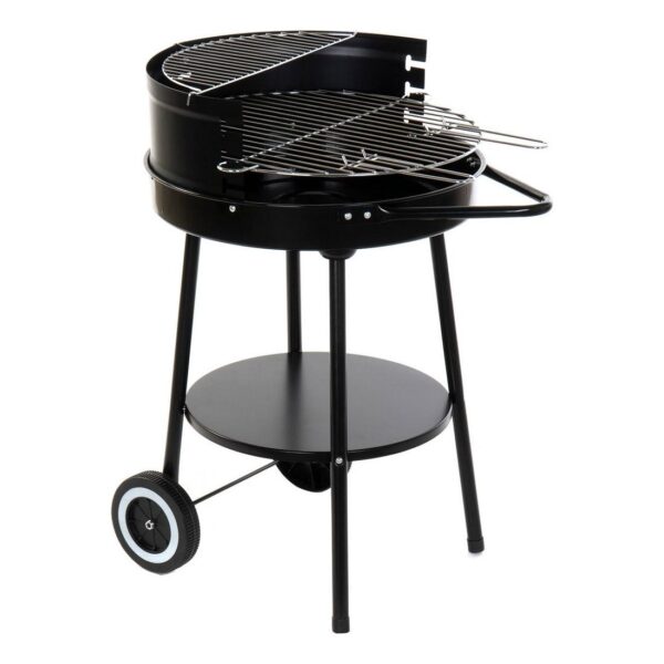 Kulgrill med hjul - sort, 59 × 49,5 × 82 cm