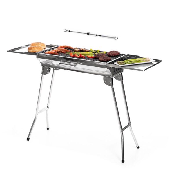 Sammenklappelig kulgrill i rustfrit stål + genopladelig fleksibel lighter