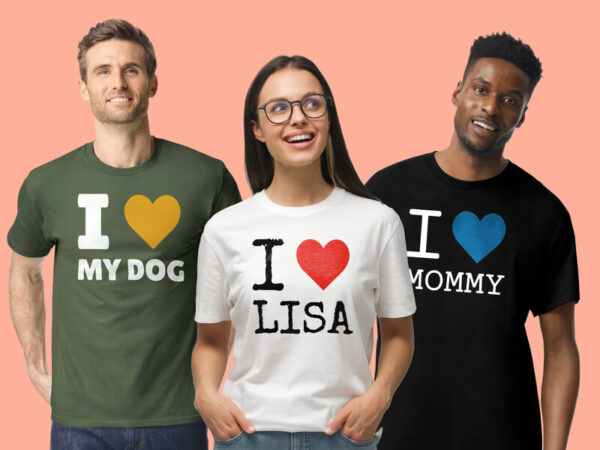 T-shirt med Tekst - I Love