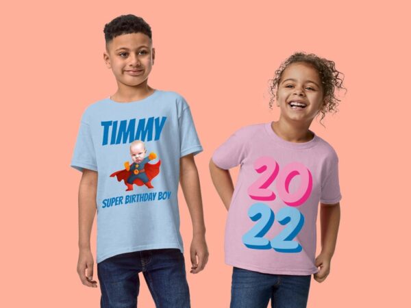 T-shirt til Børn med Egen Tekst - Fødselsdagsmotiv