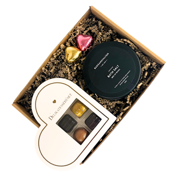 Valentinesdag | Romantisk gaveæske med chokolade & badesalt