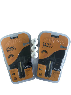 2 stk. Stiga Trinity 3-stjernede bordtennisbat + 3 stk. 3-stjernede bolde - HURTIG LEVERING