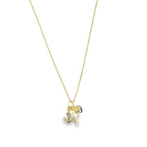 8kt guld vedhæng med tro, håb og kærlighed incl. kæde