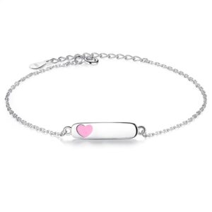 ByBirch Kids - Armbånd i sølv m. hjerte med plade