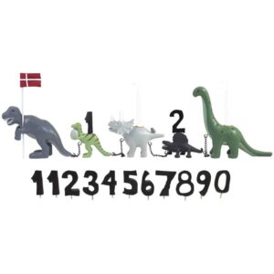 Dinosaur fødselsdagstog med 11 tal & flag