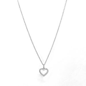Hjerte vedhæng i sølv med zirkonia og sølv kæde