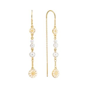 Lund Copenhagen - Marguerit kædeøreringe i forgyldt sølv m. perler