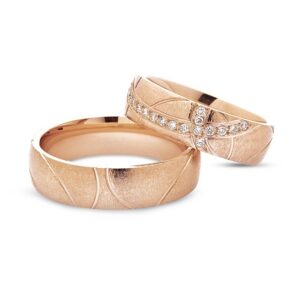 Nuran - Vielsesringe i 14 kt Rosaguld m 0,19ct i dameringen