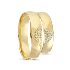 Nuran - Vielsesringe i 14 kt guld m brillanter på i alt 0,05 ct